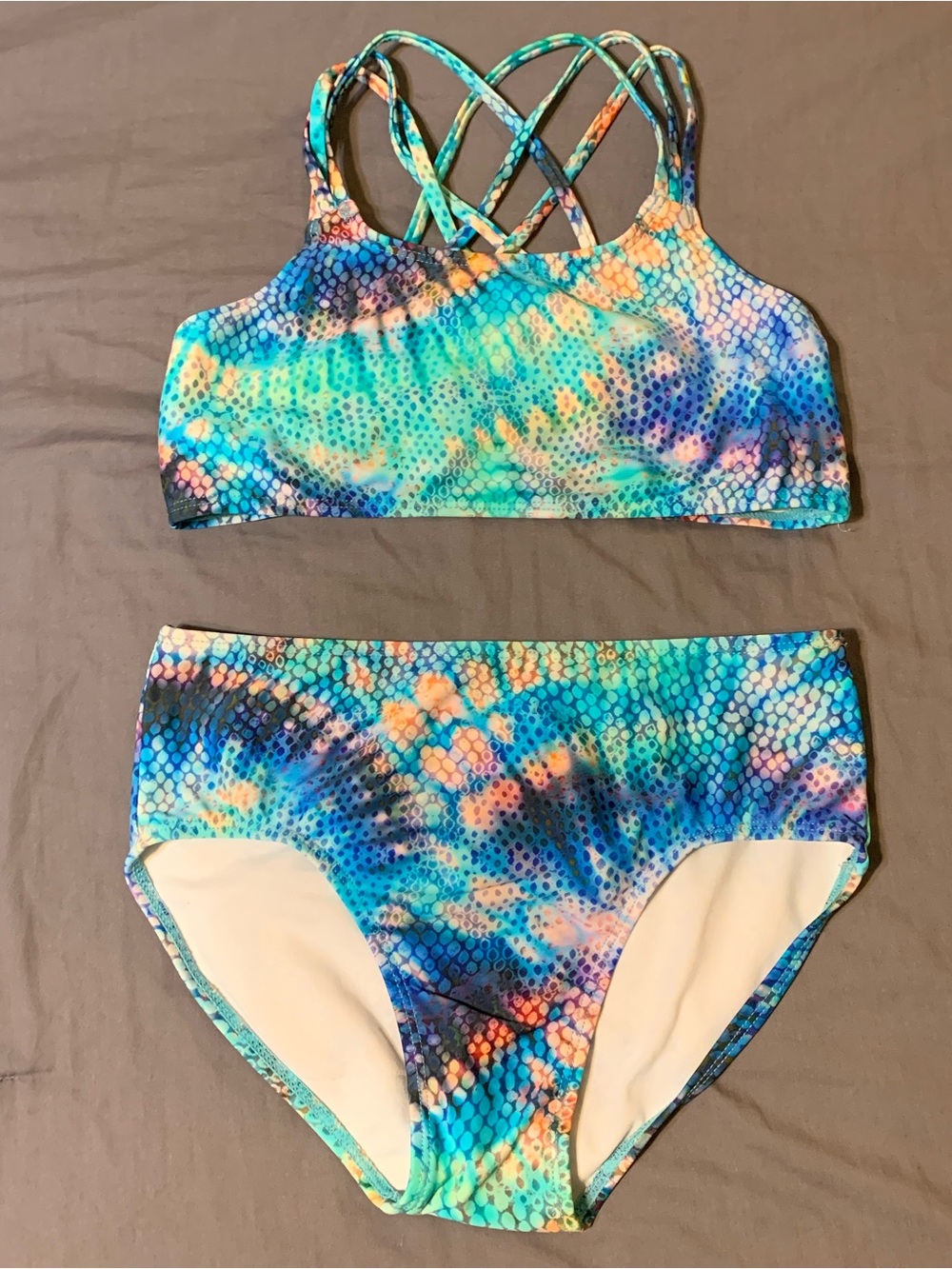 Salt Life Girls mermaid pattern Multi-Color Crisscross Bikini Set